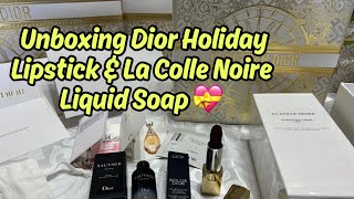 Unboxing Dior Holiday Limited Edition Rouge Dior amp La Colle Noire Liquid Soap  Freebies💖🌟 [upl. by Tuinenga692]