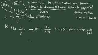 4 Ejercicio disolución IV preparación e una disolución a partir de una disolución comercial [upl. by Raleigh]