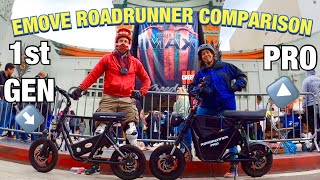 Emove Roadrunner  1ST GEN OR PRO MODEL  speed test amp side by side ELECTRIC SCOOTER ACADEMY [upl. by Nirihs950]