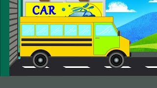 School Bus Car Wash  Video For Kids  cartoon cars  bad car [upl. by Eizzik]