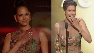 Halle Berry Reacts To ReWearing 2002 Oscars Gown In 2024 [upl. by Jollenta]