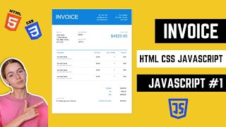 Create Invoice Slip HTML CSS and JavaScript  Invoice Template [upl. by Arly]