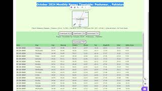 Peshawar Prayer schedule October 2024October 2024 NamazTimes Peshawar October 2024 Prayer Schedule [upl. by Yatzeck]