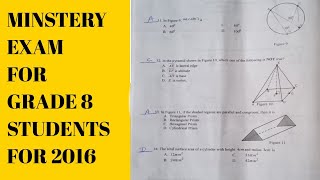 Grade 8 Mathematics Ministry Answer exam 2016  2024 የ8ኛ ክፍል ሂሳብ ፈተና 2016 [upl. by Putnam]