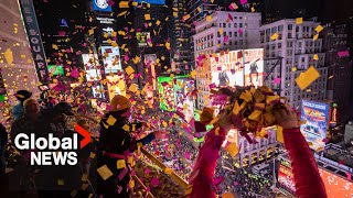 New Year’s 2024 New York City celebrates with iconic ball drop at Times Square [upl. by Ramsden]