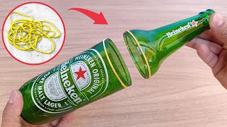 I never thought cutting a glass bottle with a rubber band would be so easy  Amazing [upl. by Dnomzed]