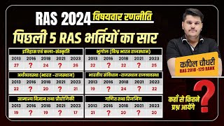 पिछली 5 RAS भर्तियों का सार  RAS Exam Analysis  Ras 2024 New Vacancy  विषयवार रणनीति [upl. by Alleb795]