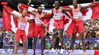 Andre De Grasse wins Mens 4x100m Relay Final race at Olympics Paris 2024 wins Gold for CANADA [upl. by Mortensen]