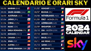 CALENDARIO UFFICIALE F1 2024 FORMULA 1 GARE E ORARI SKY  24 GRAN PREMI GP [upl. by Sorilda437]