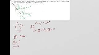 Related rates 3 ladder pythag problem [upl. by Vershen]