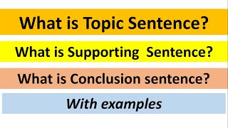 What is topic sentence what is conclusion sentence what is supporting sentence with examples [upl. by Grefer]