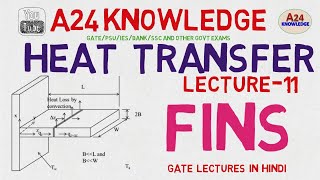 HEAT TRANSFER FROM EXTENDED SURFACES  FINS  GATE LECTURES IN HINDI [upl. by Enamrahc]