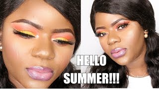 SUMMER INSPIRED EYE MAKEUP TUTORIAL RED YELLOW ORANGE [upl. by Dobson]