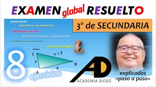 EXAMEN GLOBAL de 3º SECUNDARIA TERCERO de ESO RESUELTOACADEMIADIEGO [upl. by Feodore858]