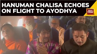 Ram Mandir Hanuman Chalisa Echoes On Indigo Flight To Ayodhya  Ram Mandir Pran Prathistha Journey [upl. by Nort]