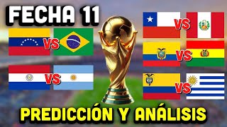 PRONÓSTICO PARA LA JORNADA 11 ELIMINATORIAS DE LA CONMEBOL [upl. by Ellatsyrc]