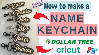 How To Make A Name Keychain  Faux Leather  Offset  Dollar Tree Hack  Cricut  Step by Step [upl. by Soirtemed]