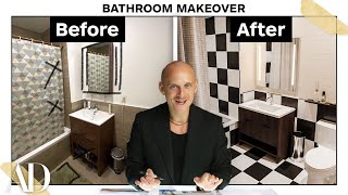 Pro Designer Fixes 2 Bathrooms in Need of Renovation Budget vs Expensive  Architectural Digest [upl. by Marlon]