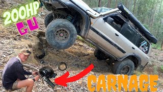 200HP GU Patrol  Rollovers  Insane wheel lifts  Broken CV  Watagans  4x4 [upl. by Aldin879]