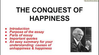 The Conquest of HappinessBertrand Russell Explained and summarized [upl. by Ricarda]