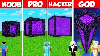 SECRET PORTAL CUBE BASE BUILD CHALLENGE  Minecraft Battle NOOB vs PRO vs HACKER vs GOD  Animation [upl. by Ardnal]