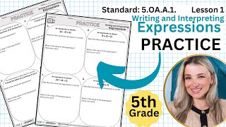 Writing and Interpreting Expressions 5th Grade Math  Standard 5OAA1  Practice for Lesson 1 [upl. by Reid749]