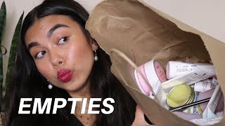 EMPTIES 2020  Makeup Skincare amp Eczema Products [upl. by Ilzel]