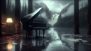 10 Hours  Melancholic piano with rain sounds and thunder  Ambience music  Dark Academia [upl. by Ynalem]