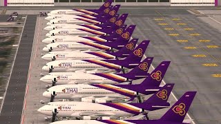 LANDINGS  Plane Spotting at BANGKOK Suvarnabhumi Airport THAILAND  World of Airport Gameplay [upl. by Kemble63]