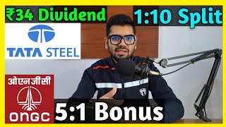 Tata Steel  ONGC 🚨 Stocks Declared High Dividend Bonus amp Split With Ex Dates [upl. by Einallem219]