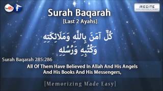 Surah Baqarah Last 2 Verses  Sheikh Ziyad Patel  Memorizing Made Easy  1080pᴴᴰ [upl. by Amity]