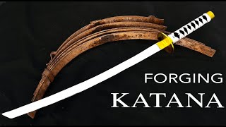 Forging a KATANA out of Rusted Leaf Spring diy katana asmr [upl. by Harbot]