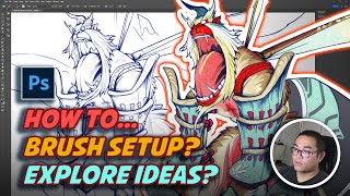 How to Do BRUSH Setup in Photoshop Explained Full Process of Character Design Exploring Ideas [upl. by Jeanine887]