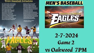 GAME 2 272024 UFTL MENS BASEBALL HOST OAKWOOD [upl. by Aerdnaek]