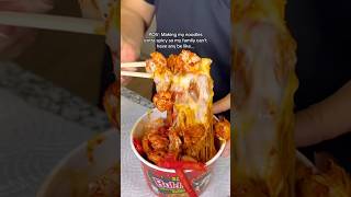 Making my noodles extra spicy so my family can’t have any… ￼shorts viral mukbang [upl. by Scheider]