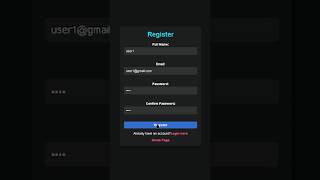 Register  PHP HTML CSS JS devangcodes phpwebsite loginphp shorts coding [upl. by Checani]