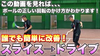 【ソフトテニス】フォアハンドがスライス回転からきれいなドライブ回転に変わる！シュートボールに正しいドライブ回転をかける方法！ [upl. by Alby271]