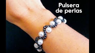 PulseraPulsoBrazalete de perlasComo hacer bisuteria paso a pasoTutorial Pulsera paso a paso [upl. by Nnaillij]