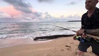 Hawai’i Kauai ocean waves at Anahola Bay and me doing a little surf fishing [upl. by Creamer]