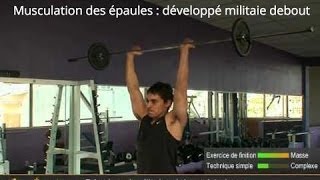 Développé militaire à la barre debout  Muscler les épaules  French Press par Allmusculation [upl. by Hazelton]