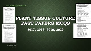 Plant Tissue culture past papers MCQs  Plant tissue culture  AZ Concepts guide [upl. by Graff]