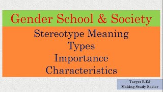 Stereotypes Meaning Characteristics amp Types [upl. by Hsivat]