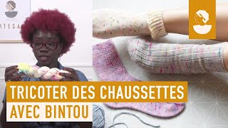 Apprenez à tricoter des chaussettes avec Bintou alias Nappy Knitter sur Artesanecom [upl. by Ettelrac]