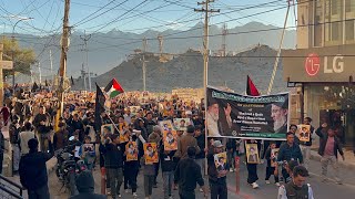 Leh Ladakh Shia muslims pour out on streets in Leh over hezbollah leader’s killing [upl. by Llerihs17]