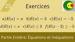 Partie entière  Équations et Inéquations 2S [upl. by Ecaidnac]