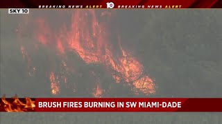 Brush fire burns west of MiamiDades Country Walk area [upl. by Aldrich963]