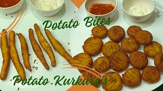 Homemade Potato Bites amp Kurkuries 👌yummy 😋Crispy Aloo Bites snacks recipe [upl. by Revilo874]