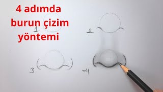 4 Adımda burun çizim teknigi  Nose drawing technigue 4 steps [upl. by Costello]