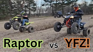 Yamaha YFZ 450r vs Raptor 700r [upl. by Aloisius]