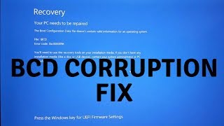 FIX FOR WINDOWS \BCD corruption error 0x0000098 BOOT RECOVERY SOLVED [upl. by Jamey]